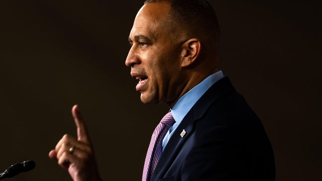 House Minority Leader Hakeem Jeffries holds a news conference on Capitol Hill on September 10, 2025 in Washington, D.C.