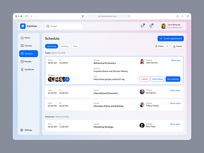 Student Portal Web App Design app design best web design e learning modern ui ui ui design ui ux ui ux design ux web app web application design web design web design inspiration web interface design web ui web ui design