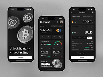 Crypto Loan Mobile App UI Design app design app interfaces application ui best app design cryptocurrency finance app fintech mobile mobile app design mobile app ui mobile ui mobile ux modern app ui ui design ui ux design