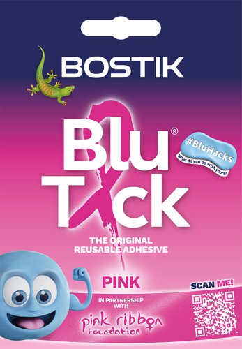 Bostik Blu Tack Original Reusable Adhesive Handy Pack 45g Pink (Pack 12) - 30605530