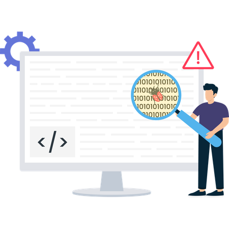 Software Debugging Code Testing Finding Errors Binary Code Digital Bug Illustration