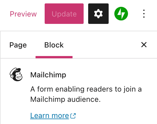 Mailchimp 블록 설정