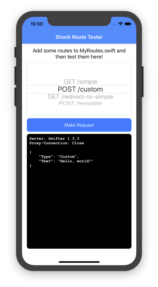 Example app screenshot