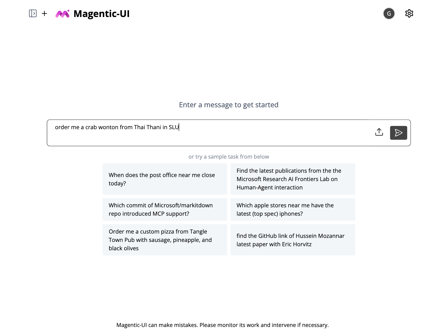Magentic-UI Landing