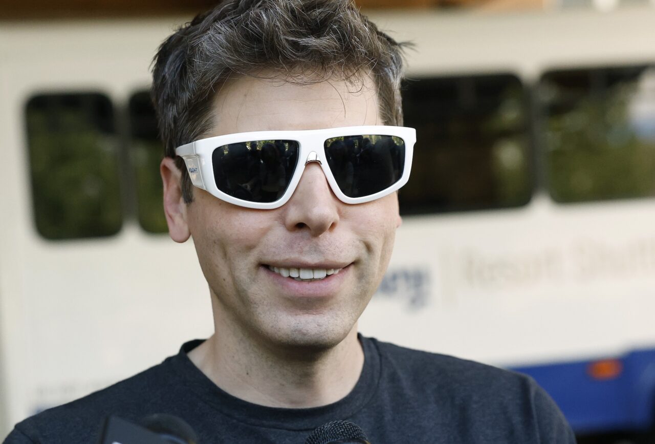 CEO of OpenAI Sam Altman speaks to members of the media as he arrives at the Sun Valley lodge for the Allen & Company Sun Valley Conference on July 8, 2025 in Sun Valley, Idaho.