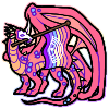 Plaguebringer recolored in xenogender colors carrying the xenogender pride flag
