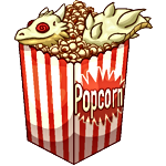 A Thorntail hiding in a container of popcorn