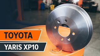 How to change rear brake drums and rear brake shoes on TOYOTA YARIS XP10 TUTORIAL | AUTODOC