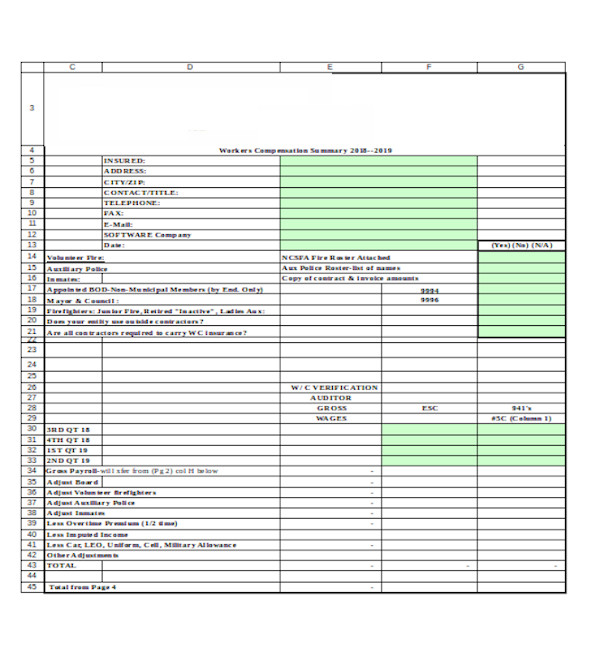 standard workers compensation form