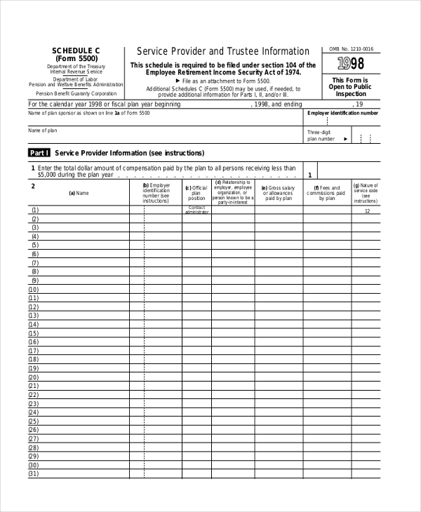 form 5500 schedule c