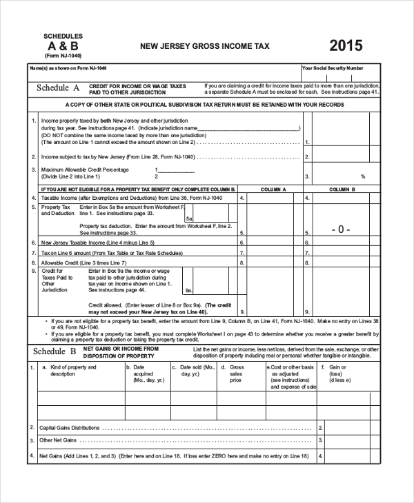 schedule a tax form