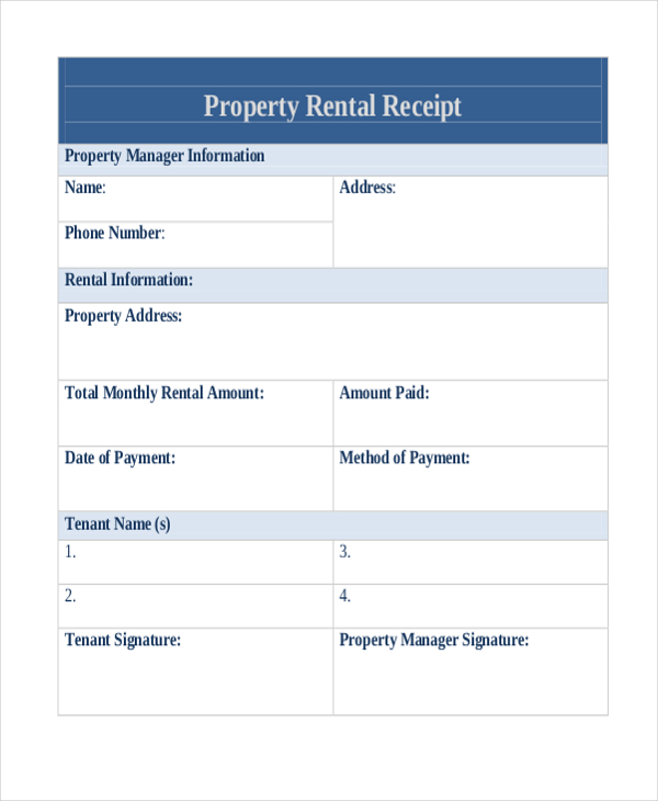 property rental receipt