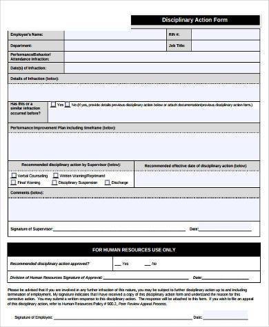 disciplinary action form example1