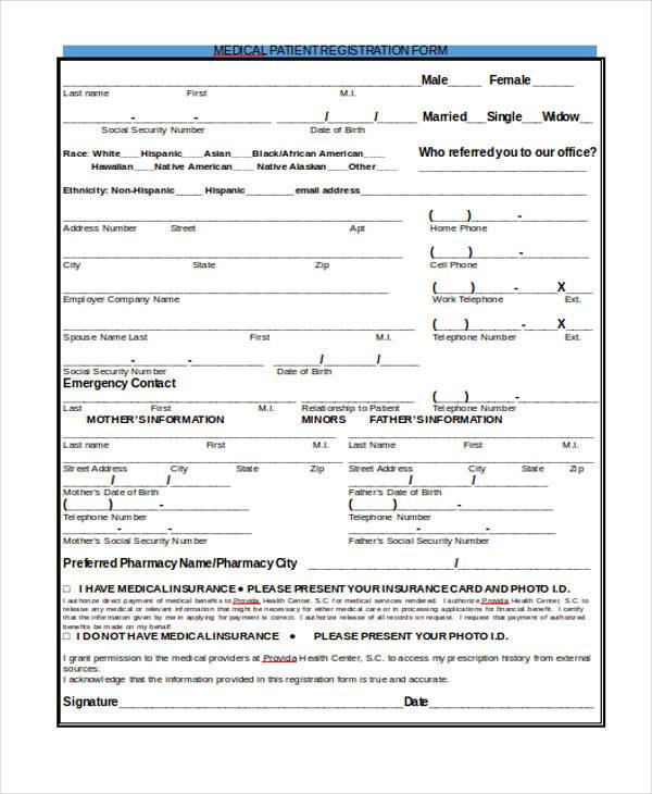 medical patient registration form