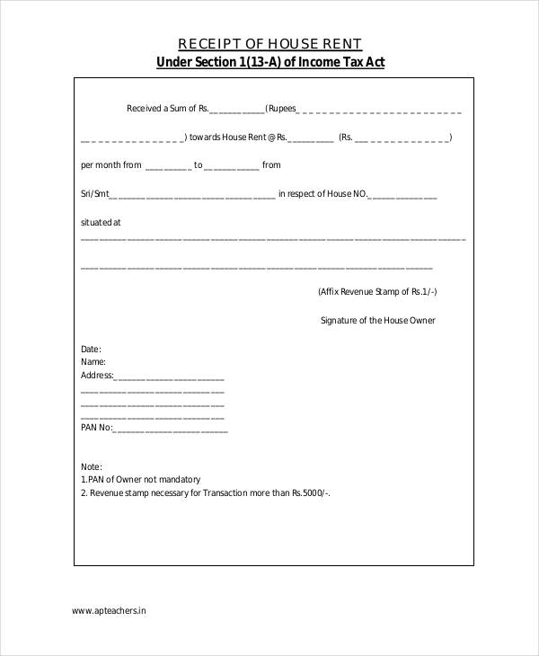 house rent receipt form3