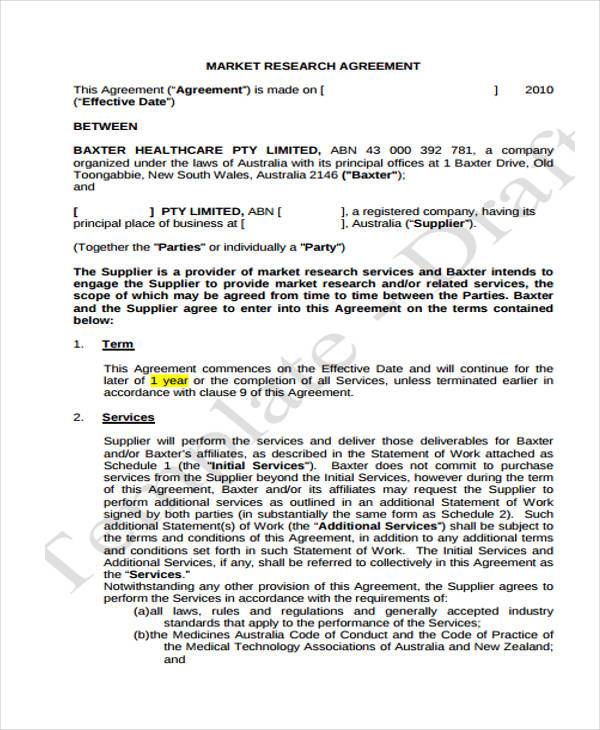 marketing agreement form example