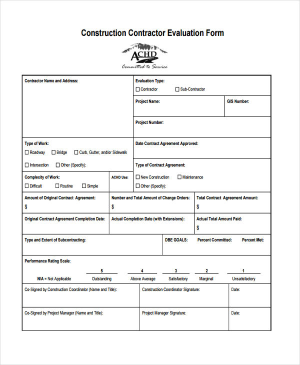 construction company appraisal