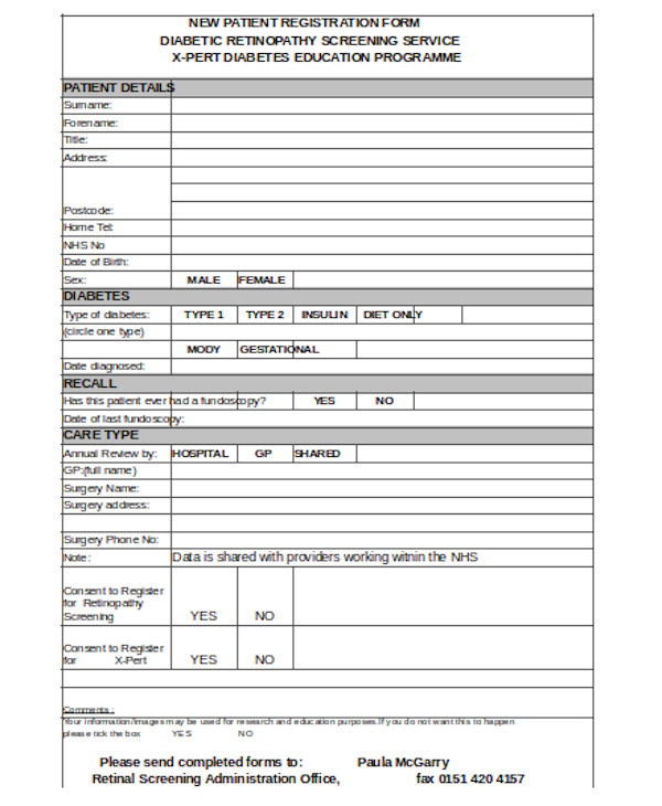 new patient registration form