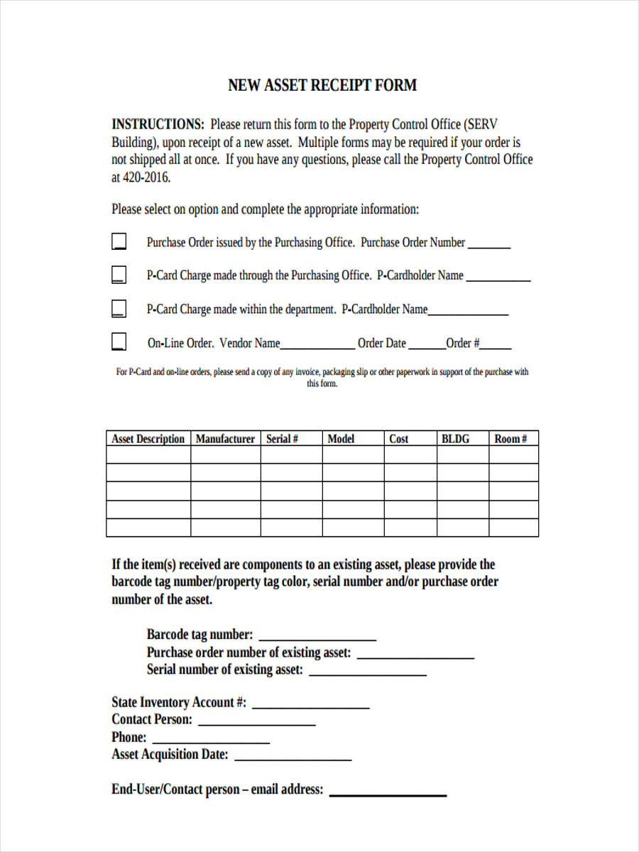 sample asset receipt