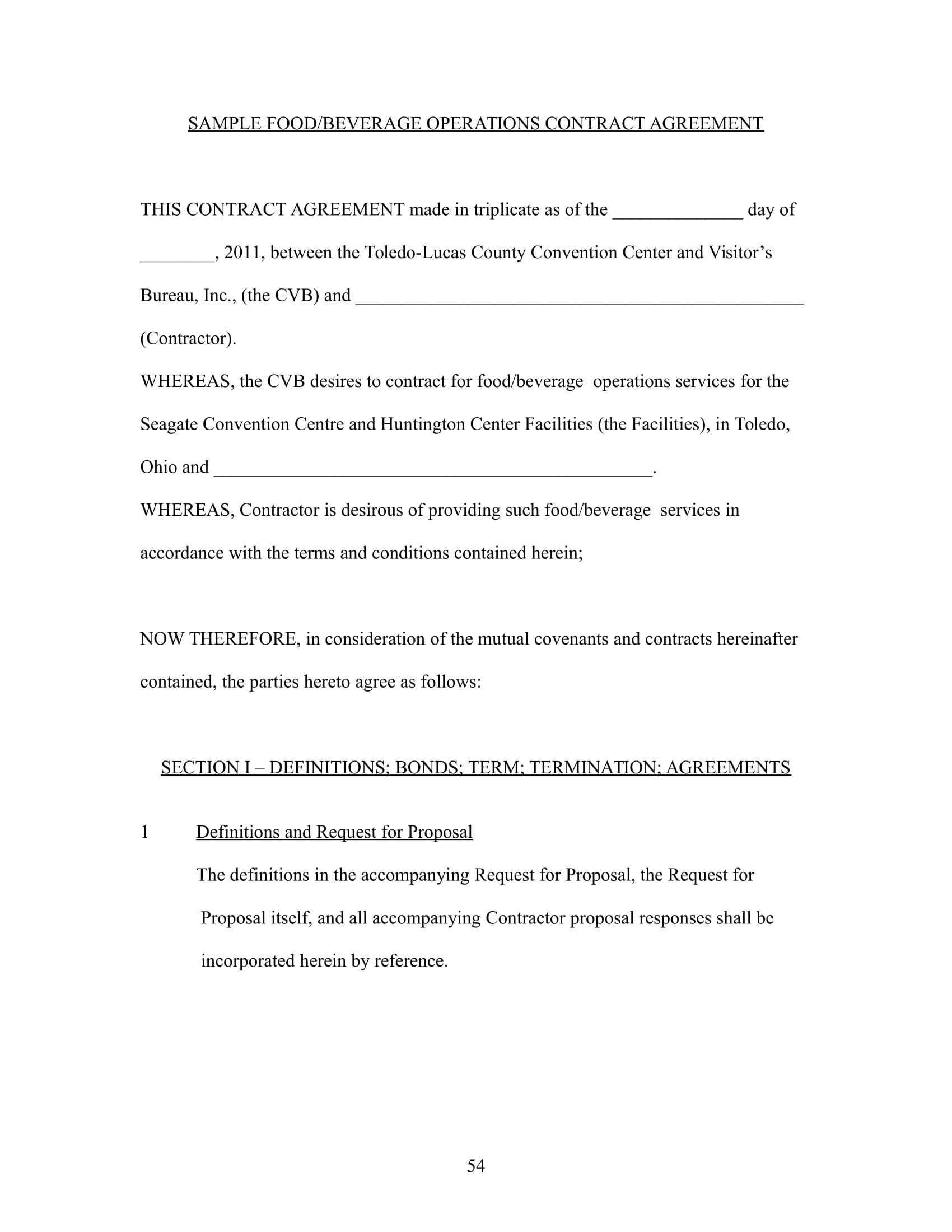 restaurant legal form sample in doc 001