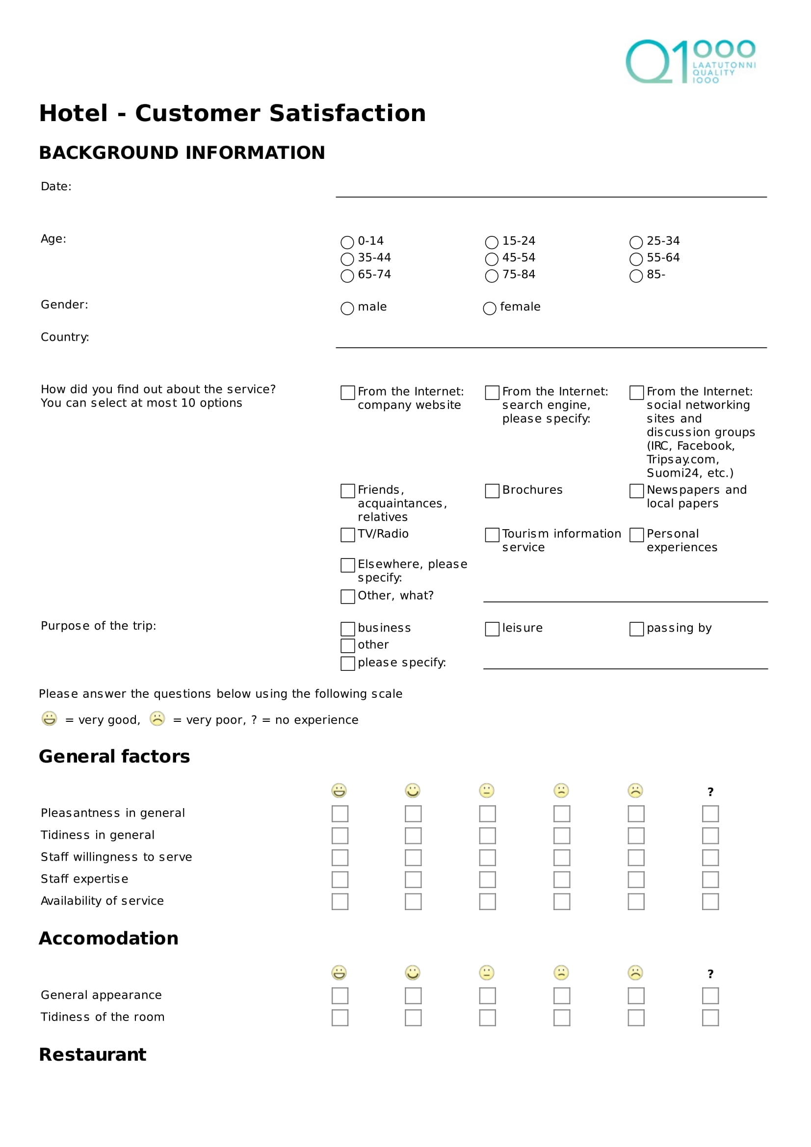 hotel customer satisfaction feedback form 1