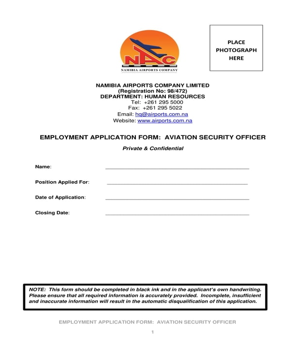 aviation security officer employment application form