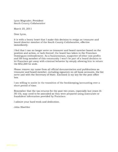 board member resignation letter sample