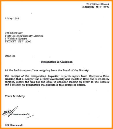 sample board chairman resignation letter