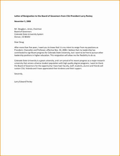 sample school board resignation letter