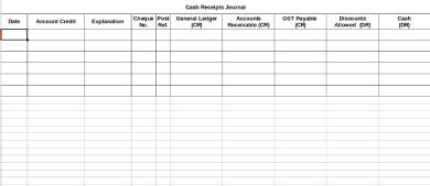 cash receipts journal form template