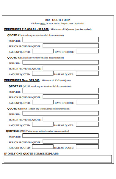 bid quote form