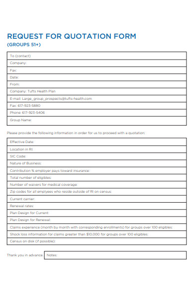 health plan quotation form