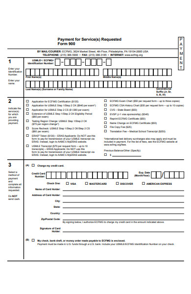 payment for service requested form