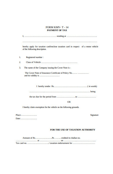 payment of tax form