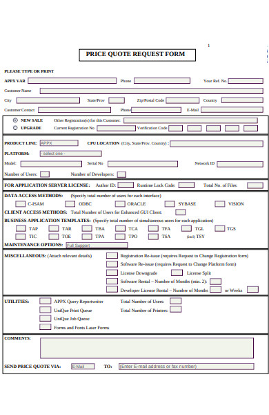 price quote request form