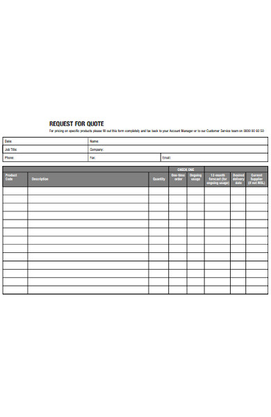 product quote form