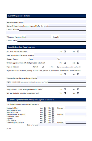professional event booking form