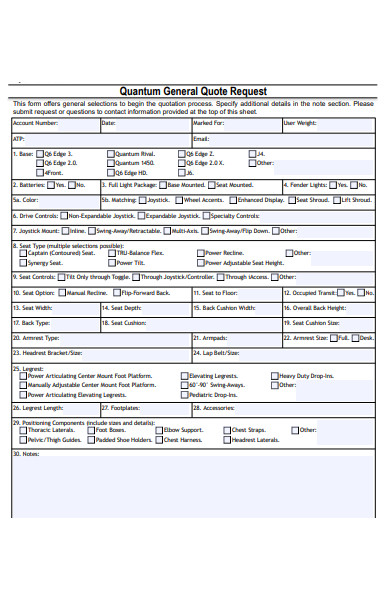 quantum general quote form