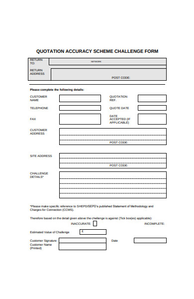 quotation accuracy challenge form