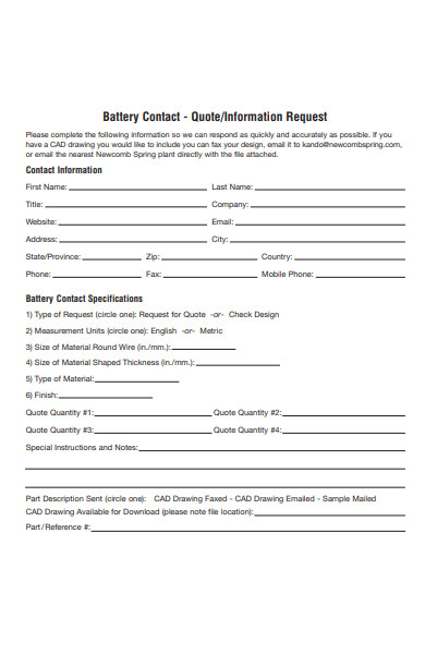 quote information request form