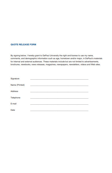 quote release form