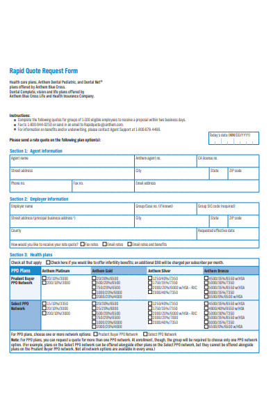 rapid quote request form