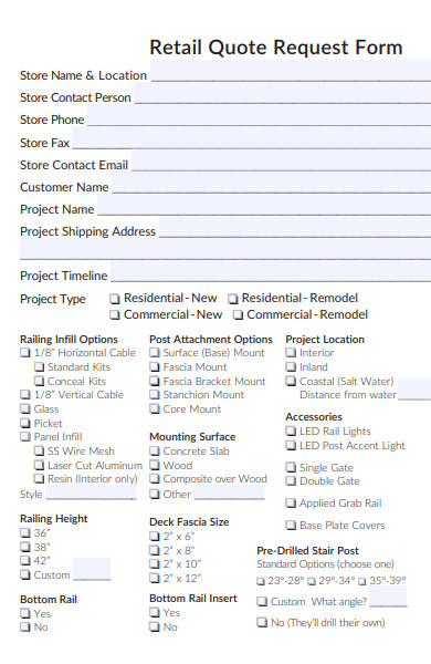 retail quote request form