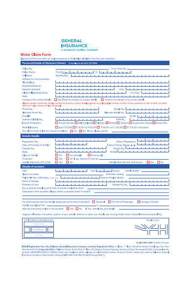motor insurance claim form