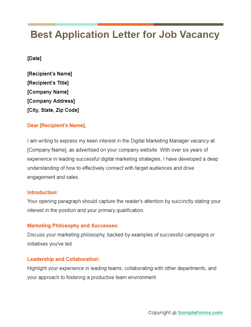best application letter for job vacancy