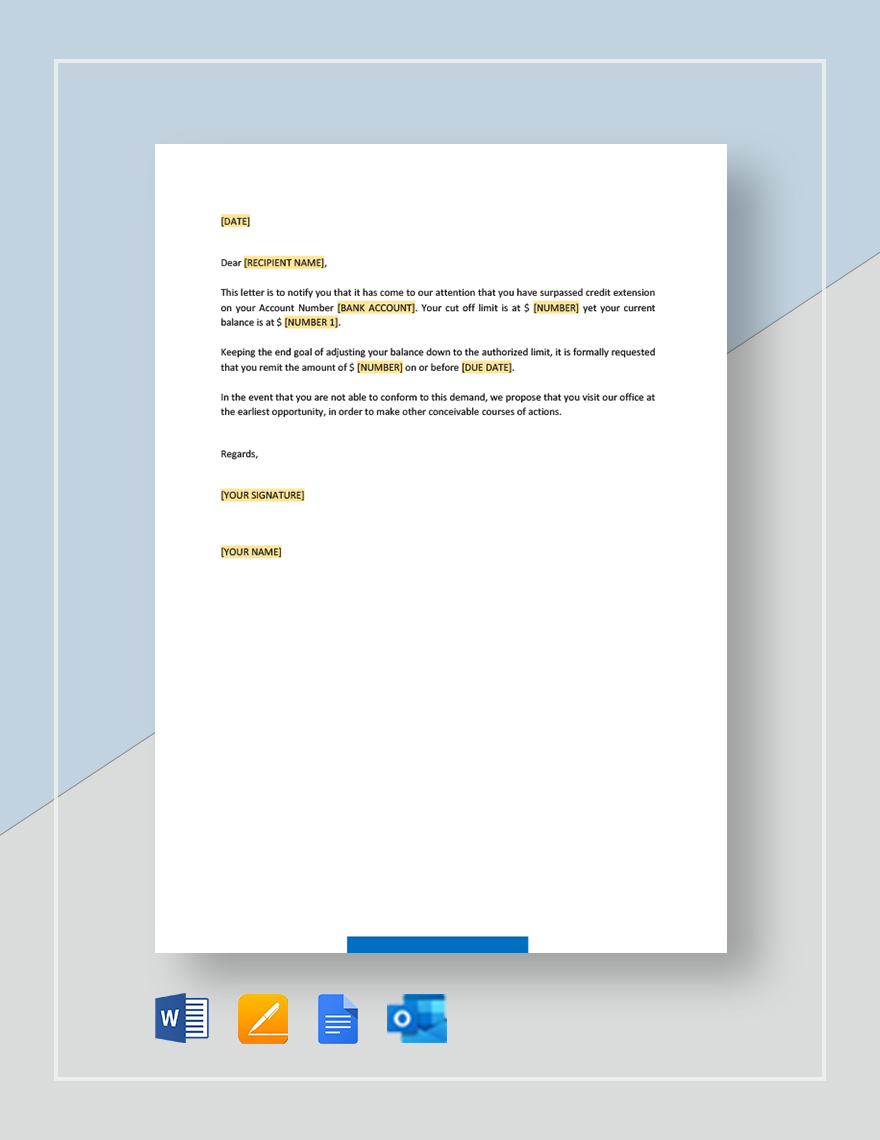 Request for Payment Credit Line Exceeded Template in Google Docs, Pages, Word, Outlook, PDF - Download | Template.net Request for Payment Credit Line Exceeded Template in Google Docs, Pages, Word, Outlook, PDF - Download | Template.net