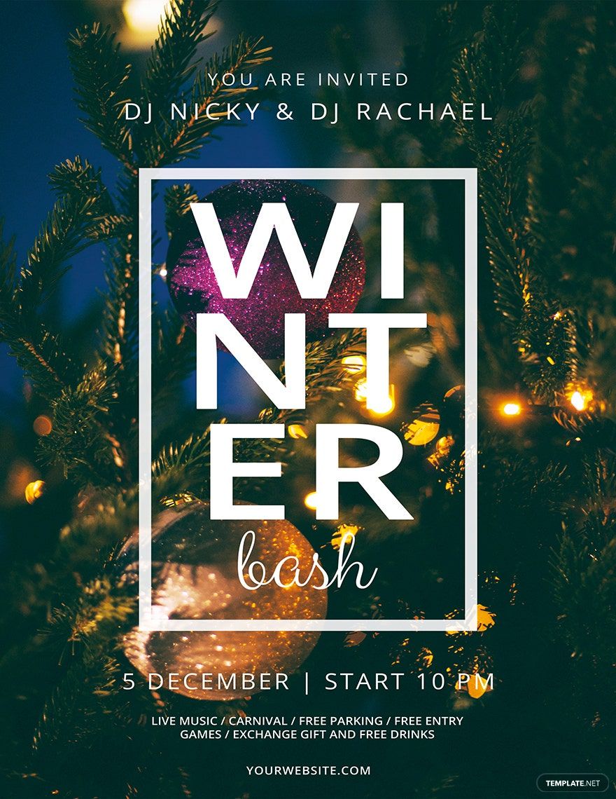 Winter Bash Flyer Template in PSD, Publisher, Word, Pages, Google Docs - Download | Template.net Winter Bash Flyer Template in PSD, Publisher, Word, Pages, Google Docs - Download | Template.net