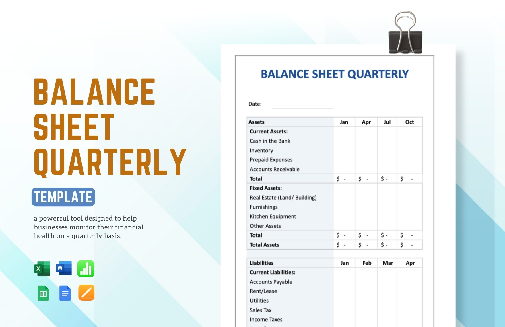 Balance Sheet Quarterly Template in Apple Numbers, Word, Apple Pages, Google Docs, Excel, Google Sheets - Download | Template.net Balance Sheet Quarterly Template in Apple Numbers, Word, Apple Pages, Google Docs, Excel, Google Sheets - Download | Template.net
