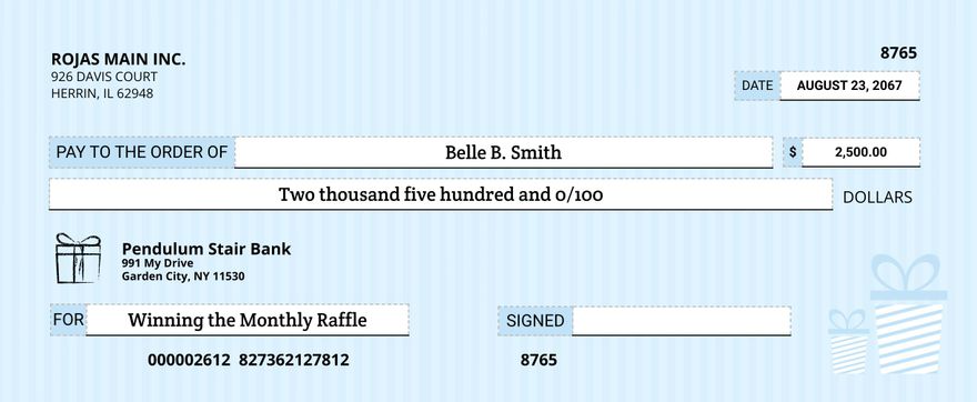 Gift Cheque Template Gift Cheque Template