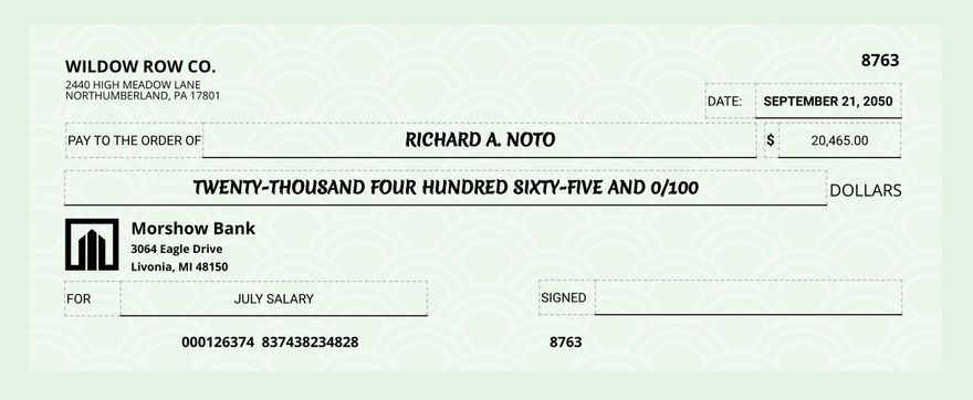 Payroll Check Template Payroll Check Template